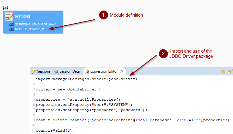 Image of a scripting process with an assigned module