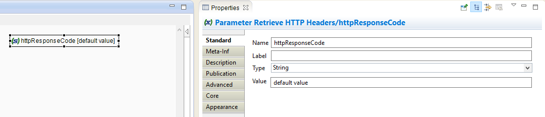 Screenshot of creating a process parameter to add an HTTP response code parameter