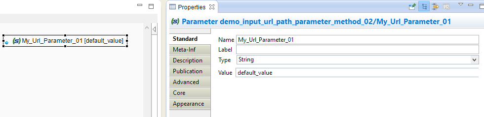 Screenshot of creating a process parameter to add a URL path parameter