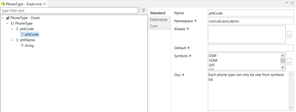 getting started avro metadata enum