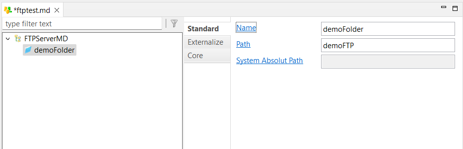 Properties for the FTP metadata