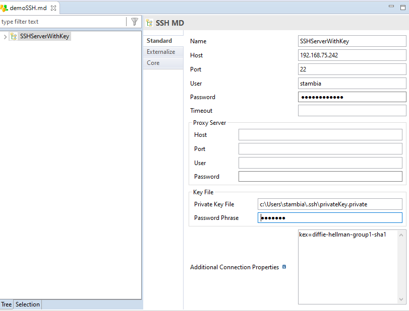 Properties for the SSH metadata node