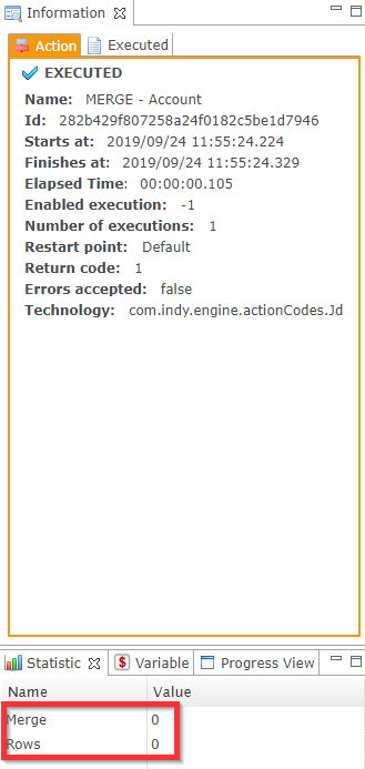 Screenshot of Salesforce incremental replication results showing no records merged