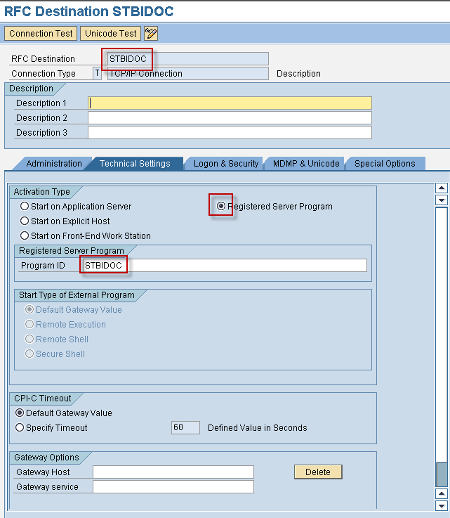 Screenshot of setup procedure