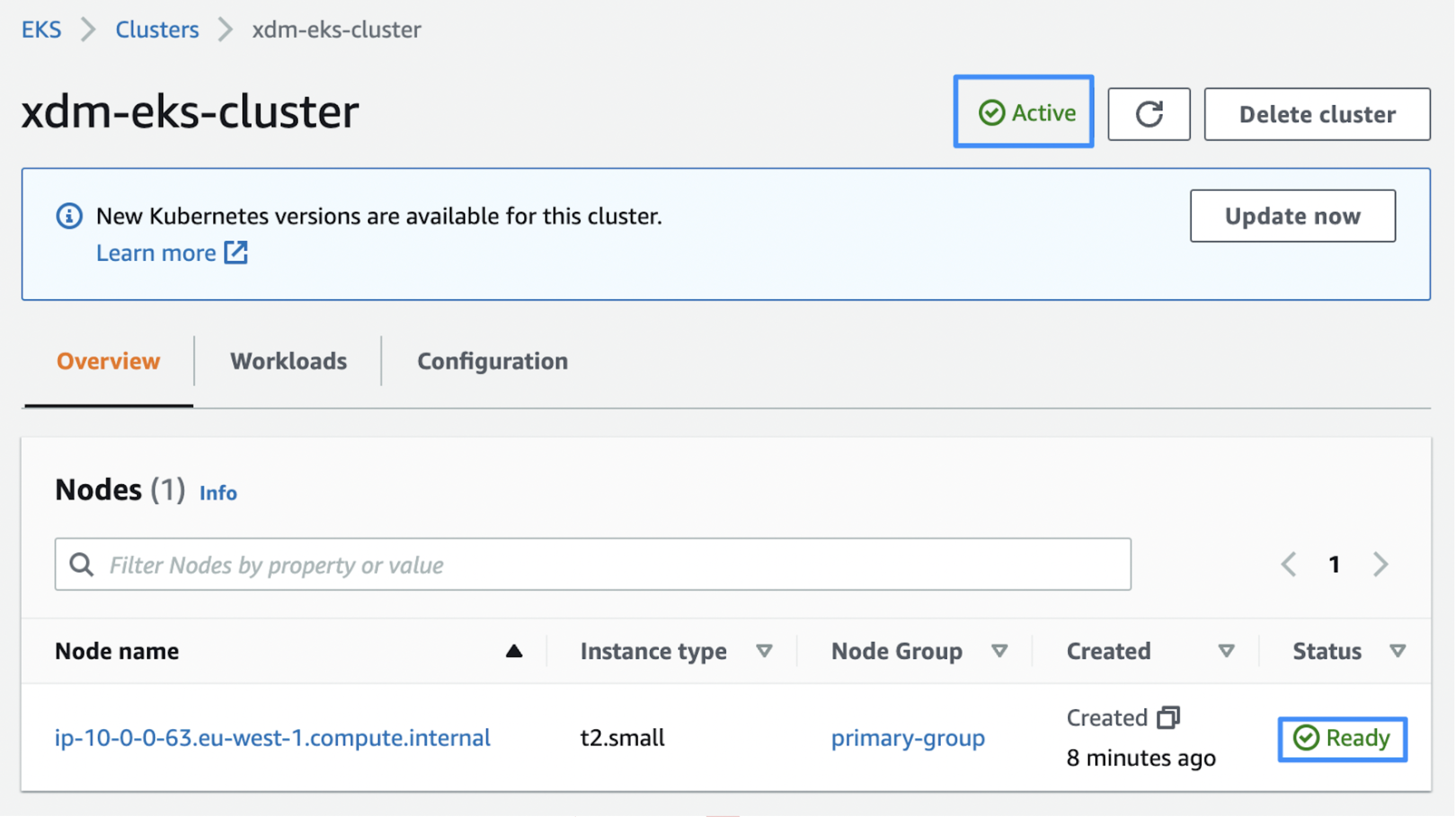 AWS EKS Console