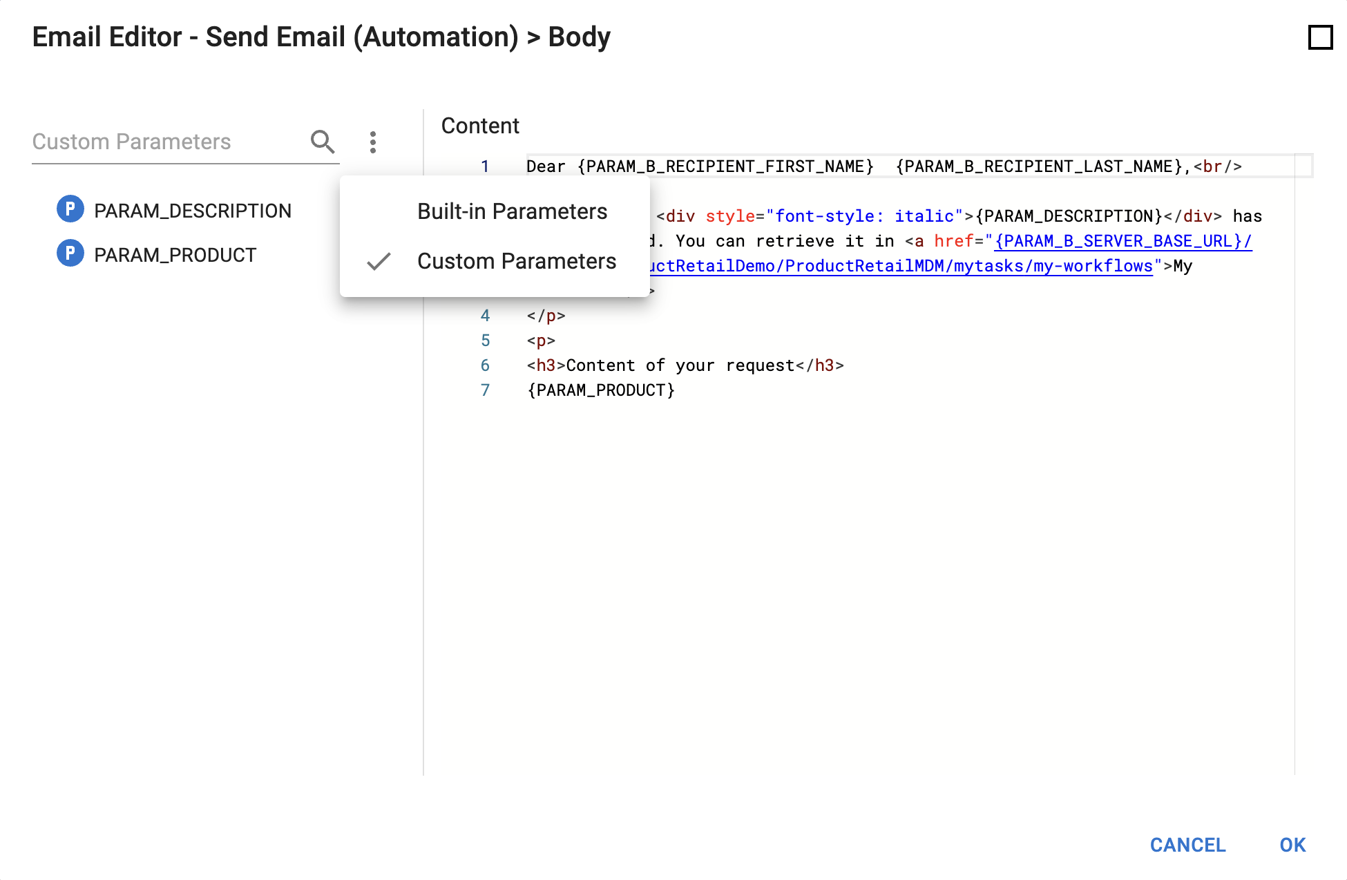 Email editor window