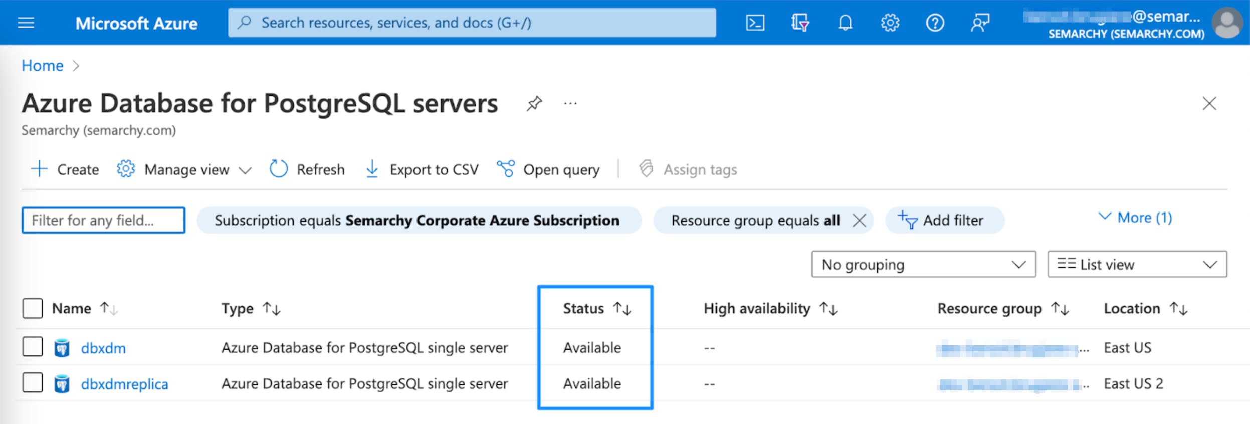 Azure Database Console