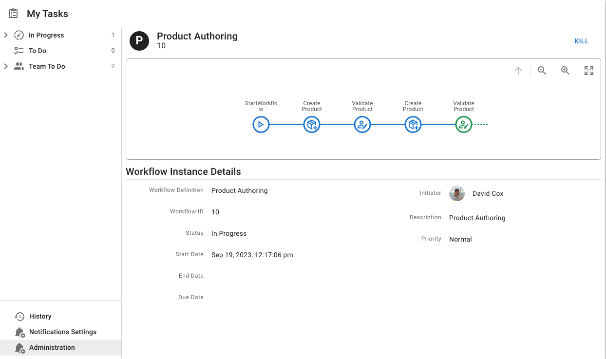 Workflow details view