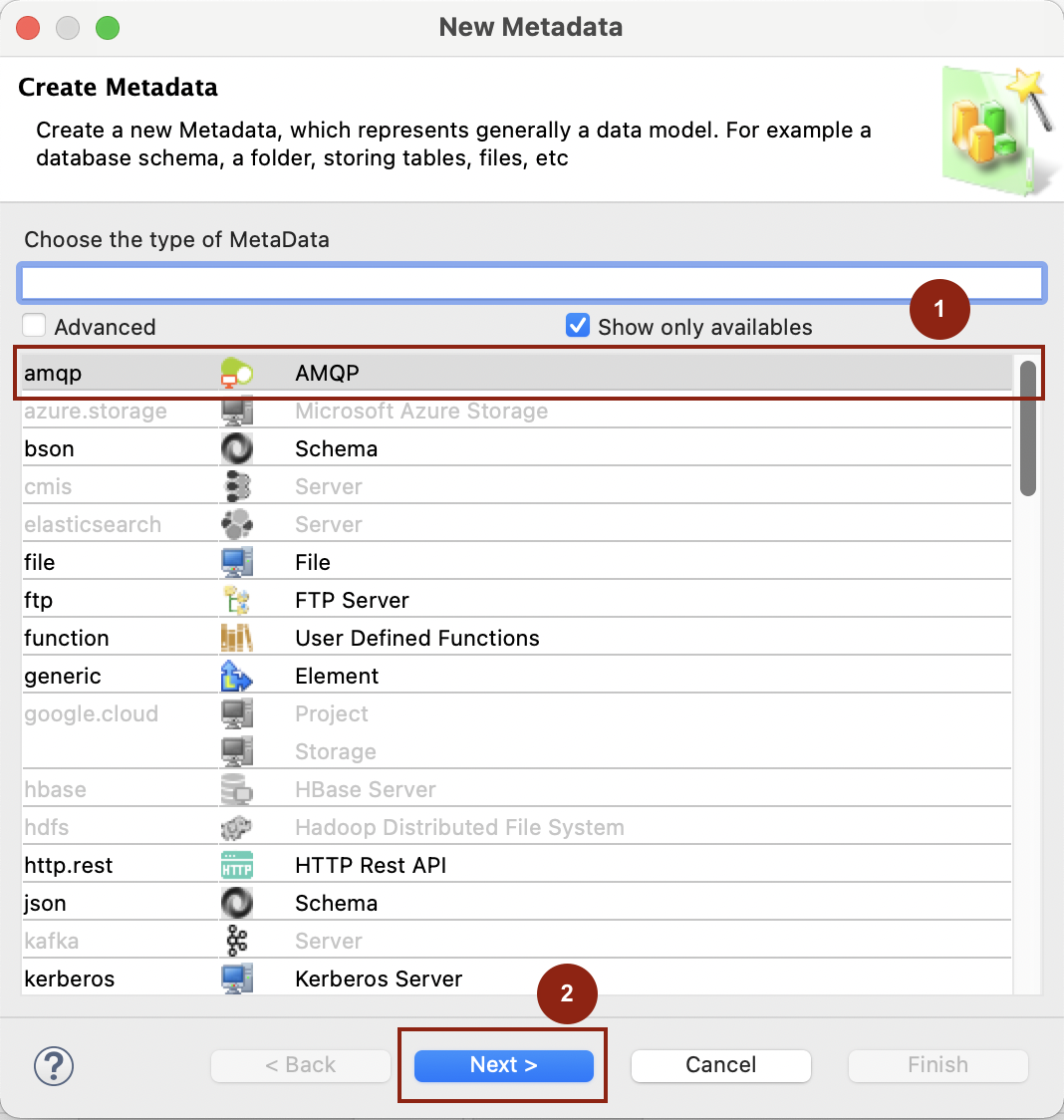 getting started amqp metadata creation