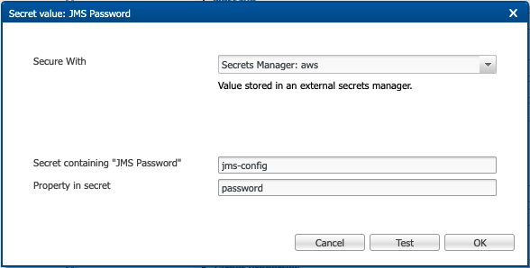 Application Builder: Secret stored in a secrets manager