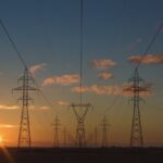 electric towers sunset